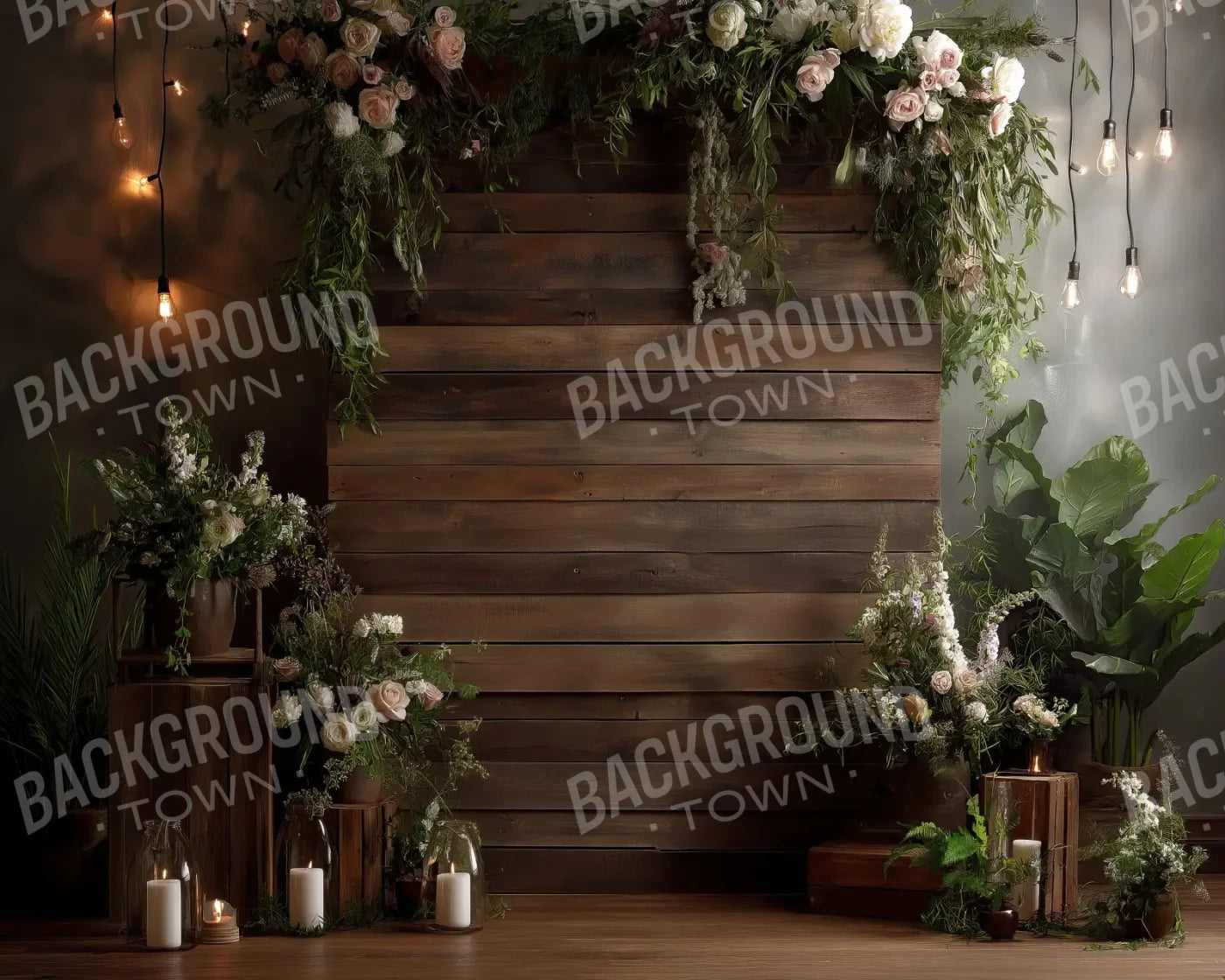 Wooden Wedding Setting 10’x8’ Fleece (120 x 96 inch) Backdrop