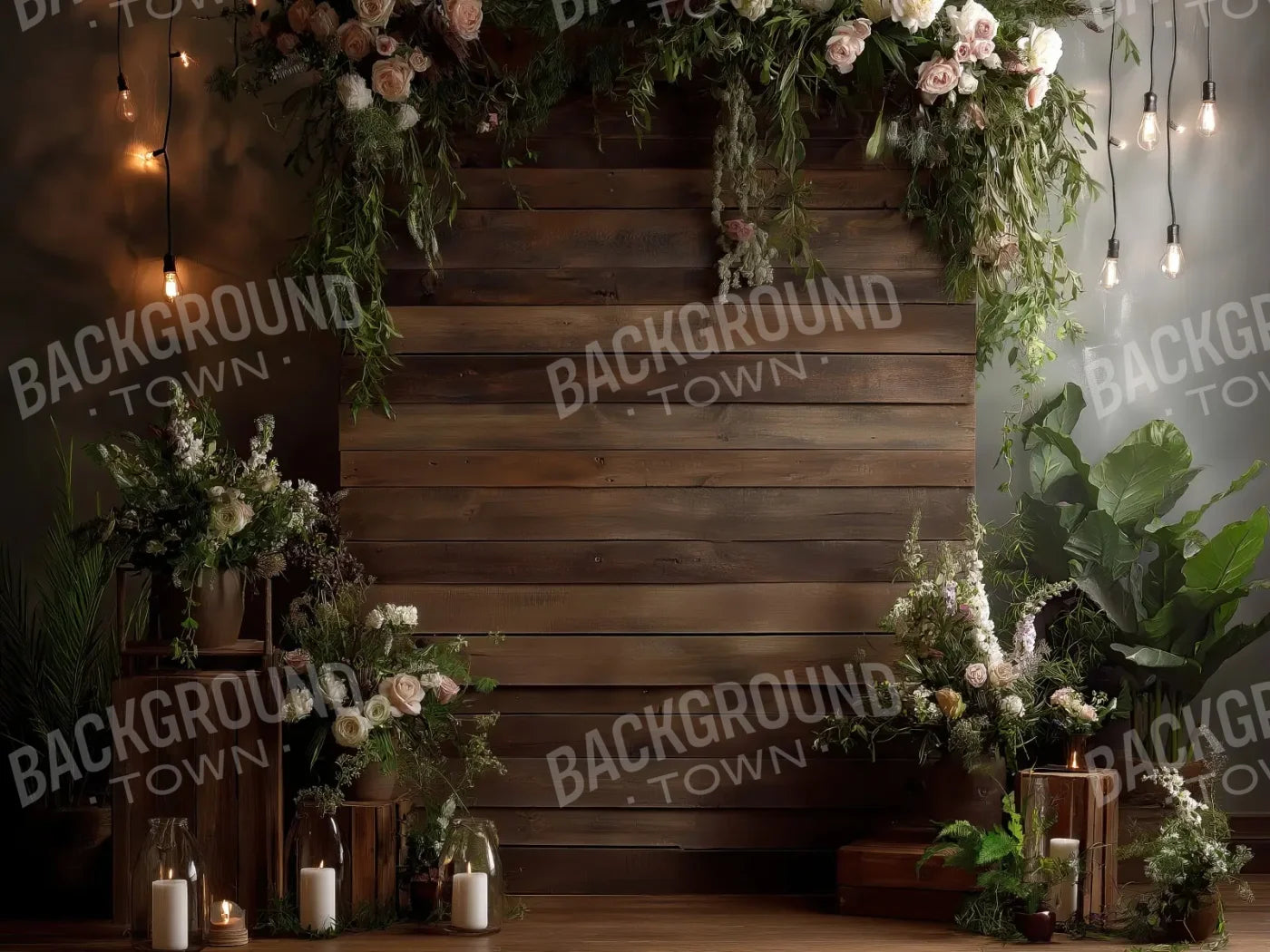 Wooden Wedding Setting 6’8x5’ Fleece (80 x 60 inch) Backdrop