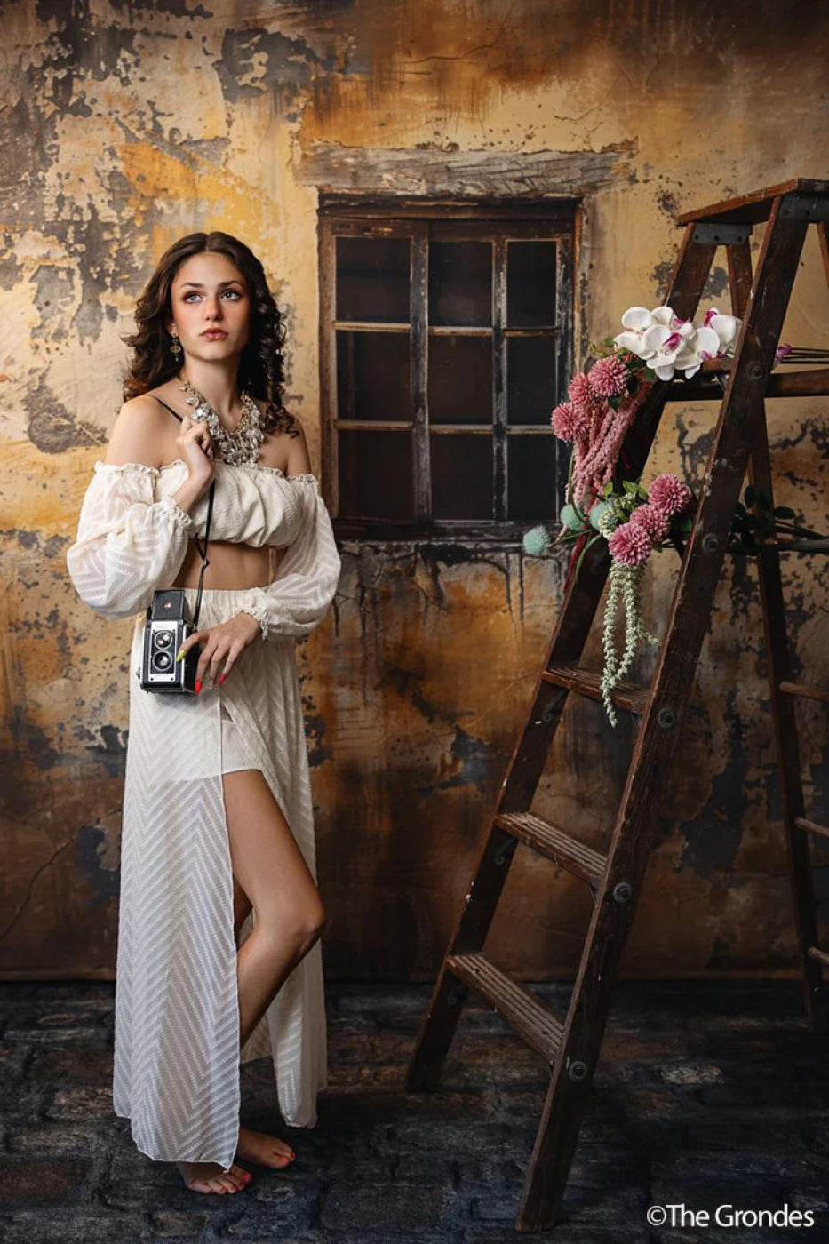 Yellow Cracked Wall Backdrop