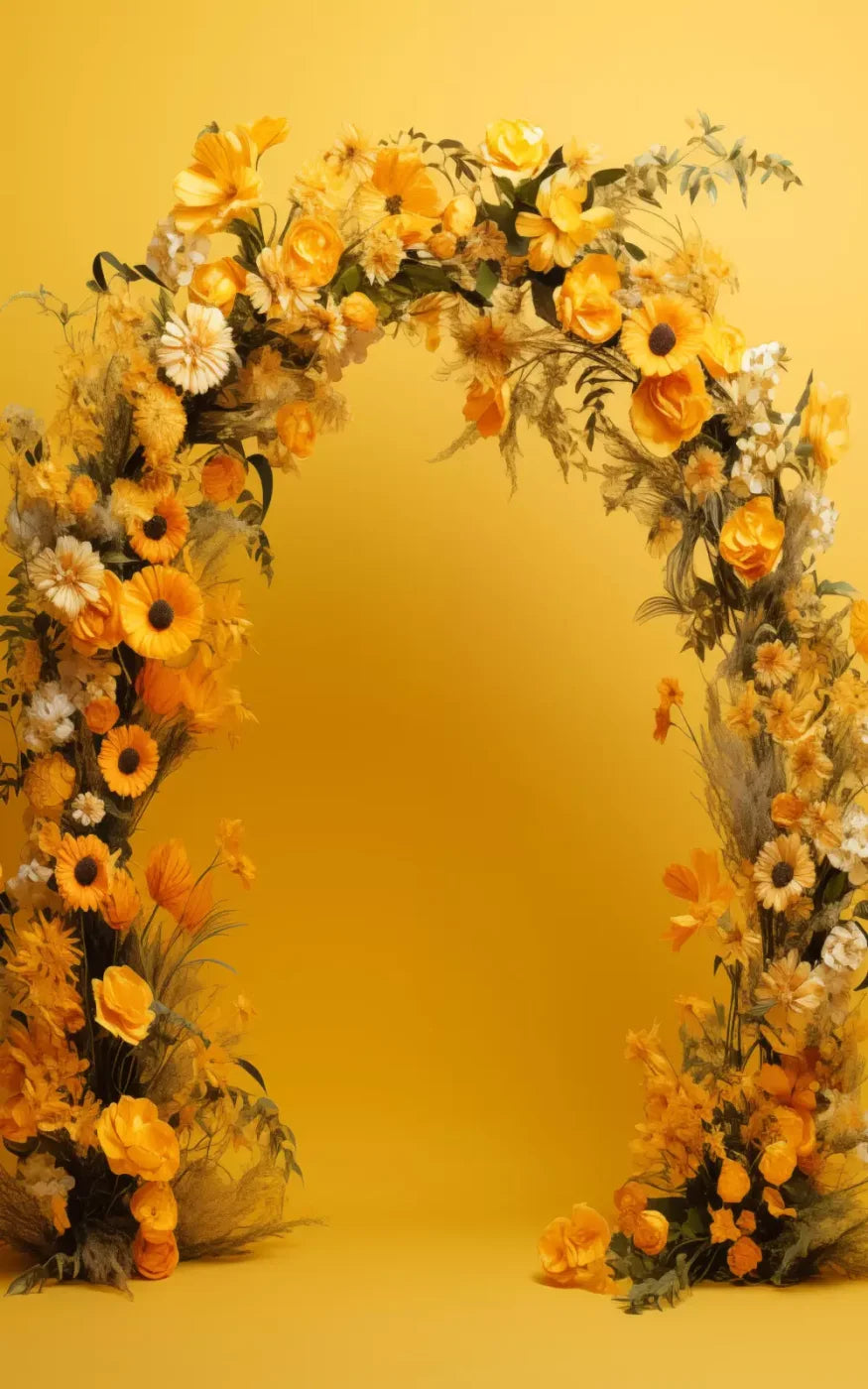 Yellow Studio Floral Arch 10’X16’ Ultracloth (120 X 192 Inch) Backdrop