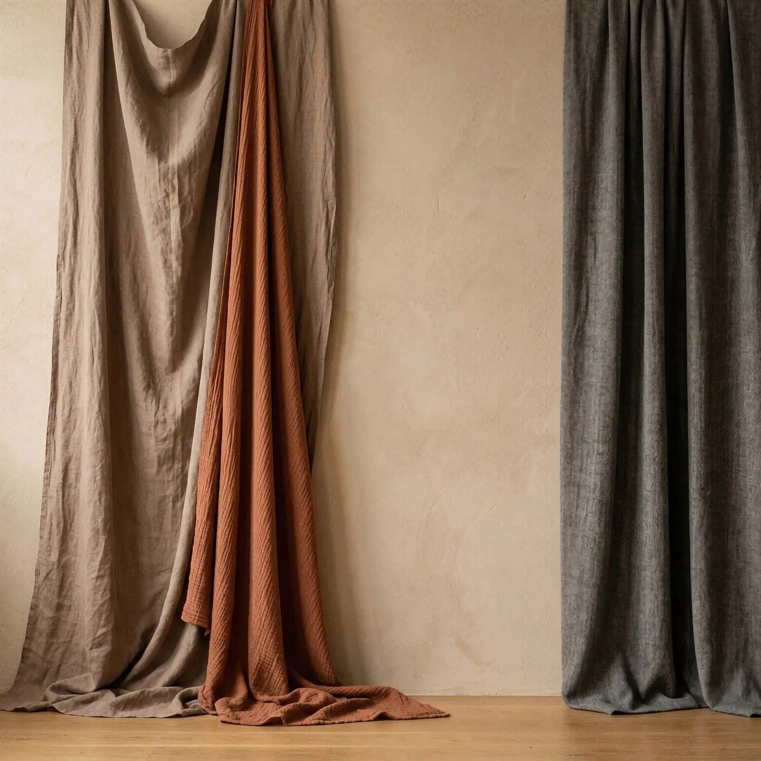 Laura Dark Modern Curtain Draping 1