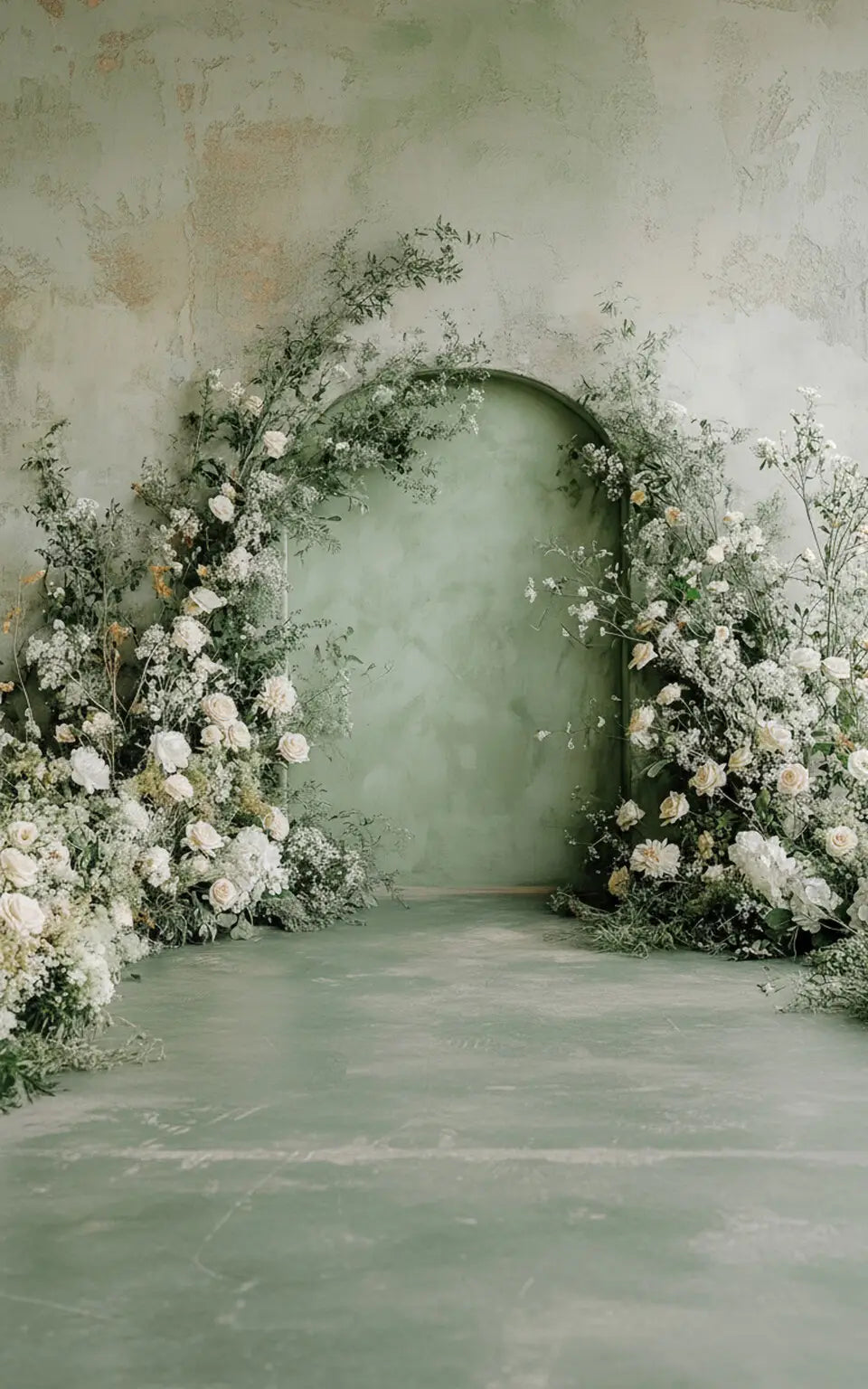 Green Floral Sweep Backdrop for Photography