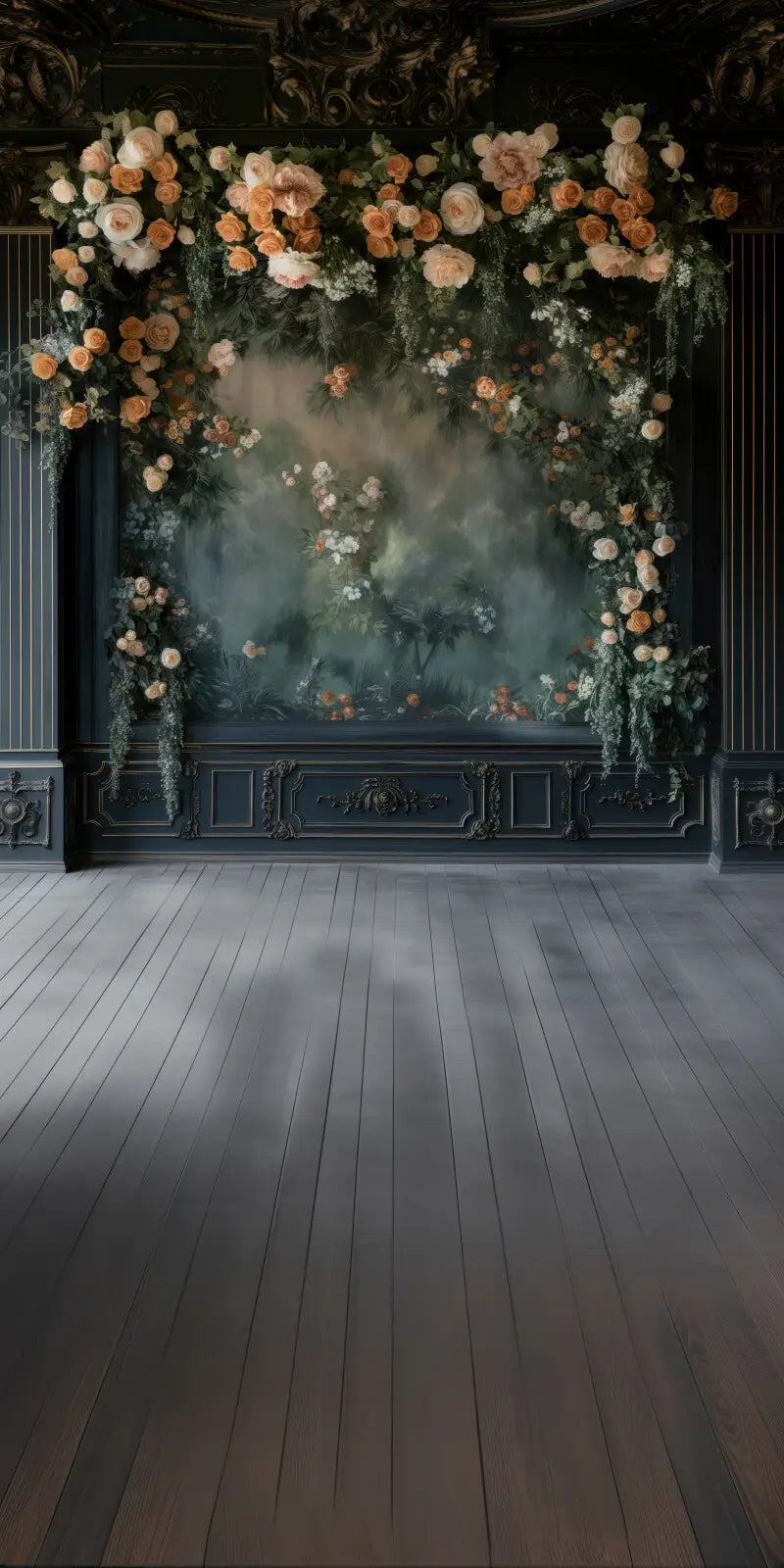 Midnight Floral Wall Sweep