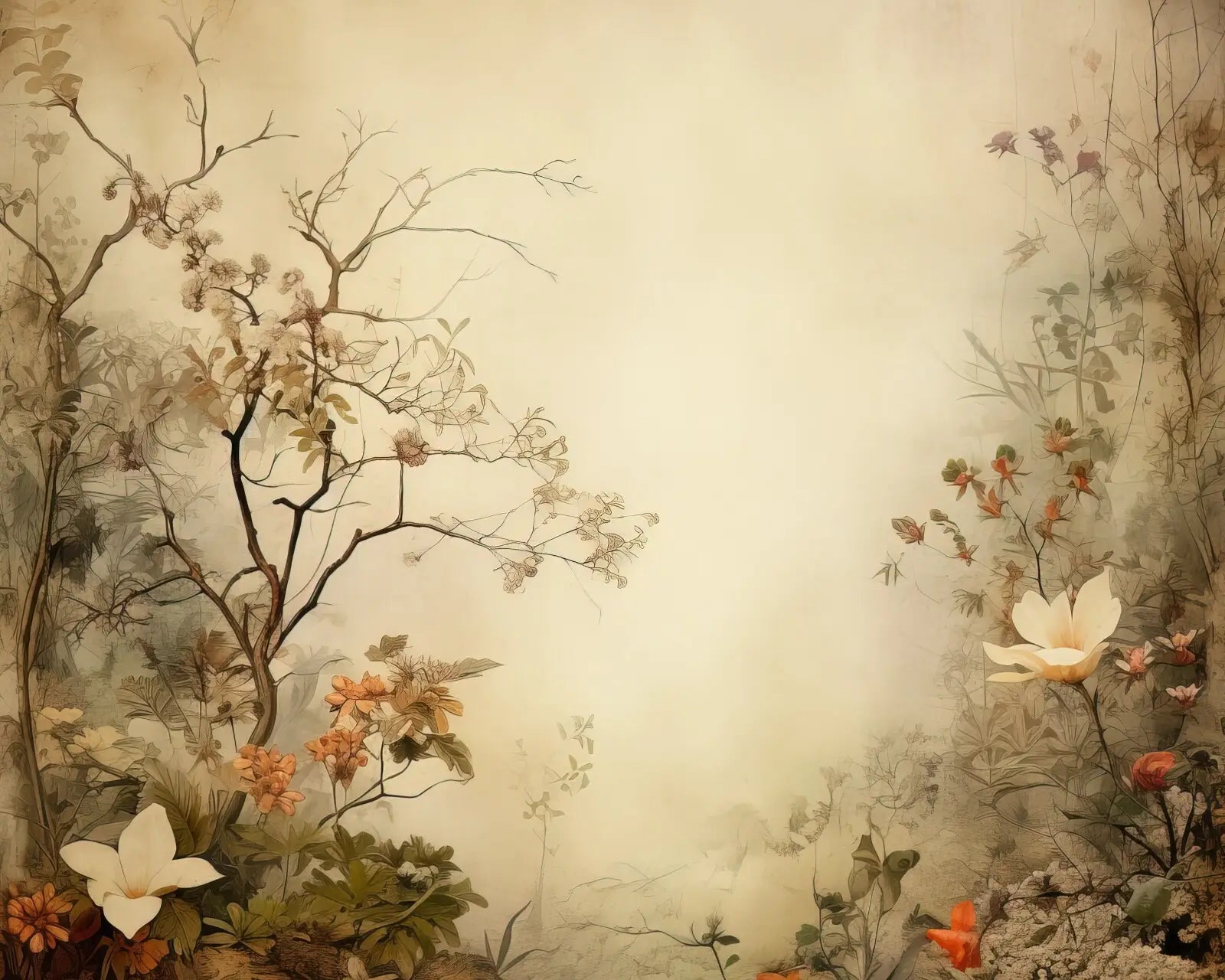 Beige Vintage Floral