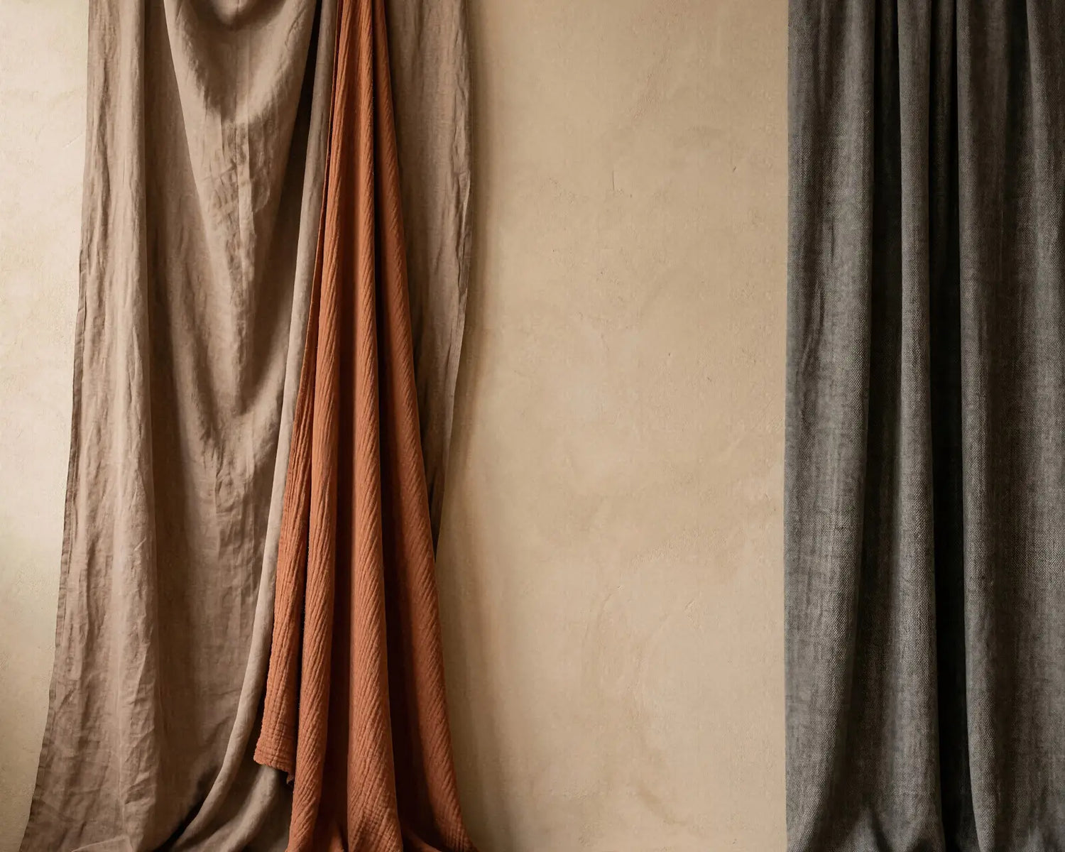 Laura Dark Modern Curtain Draping 1