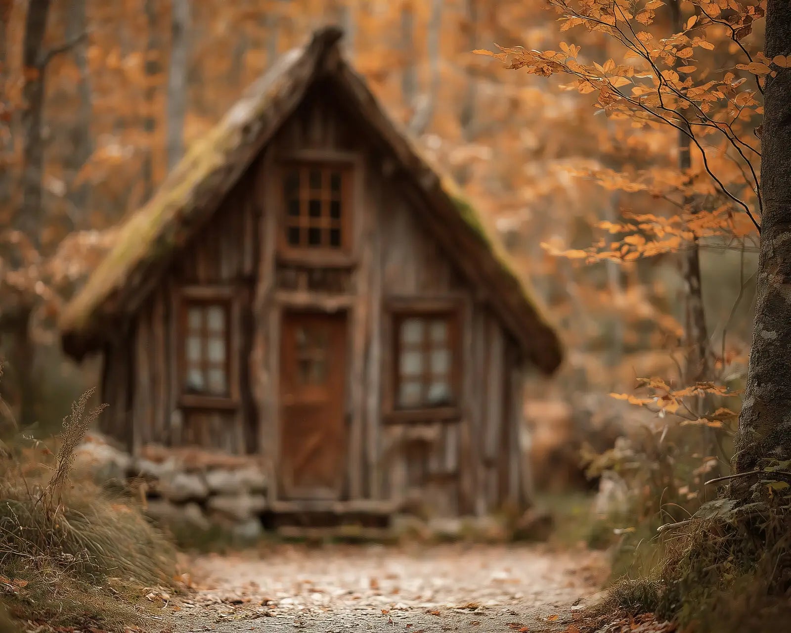 Cottage In Autumn Woods