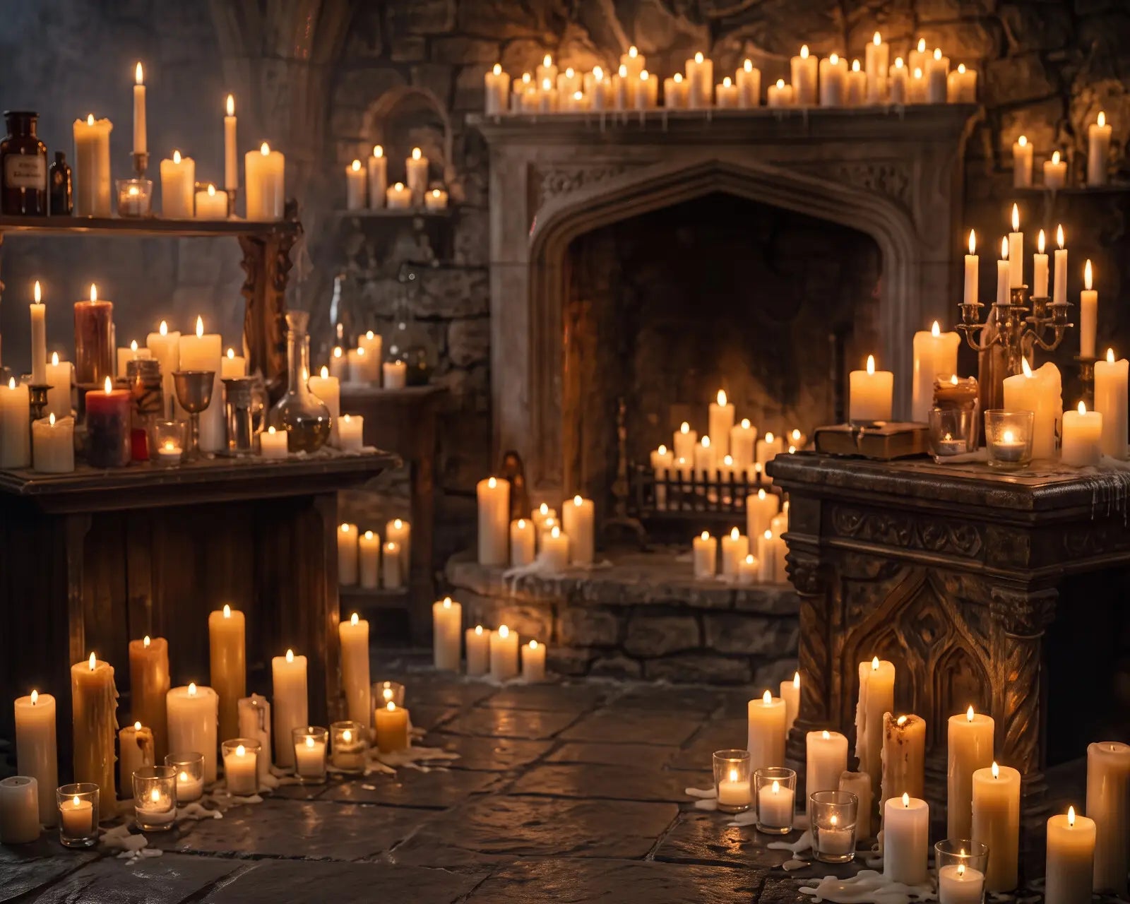 Laura Dark Candle Lit Room