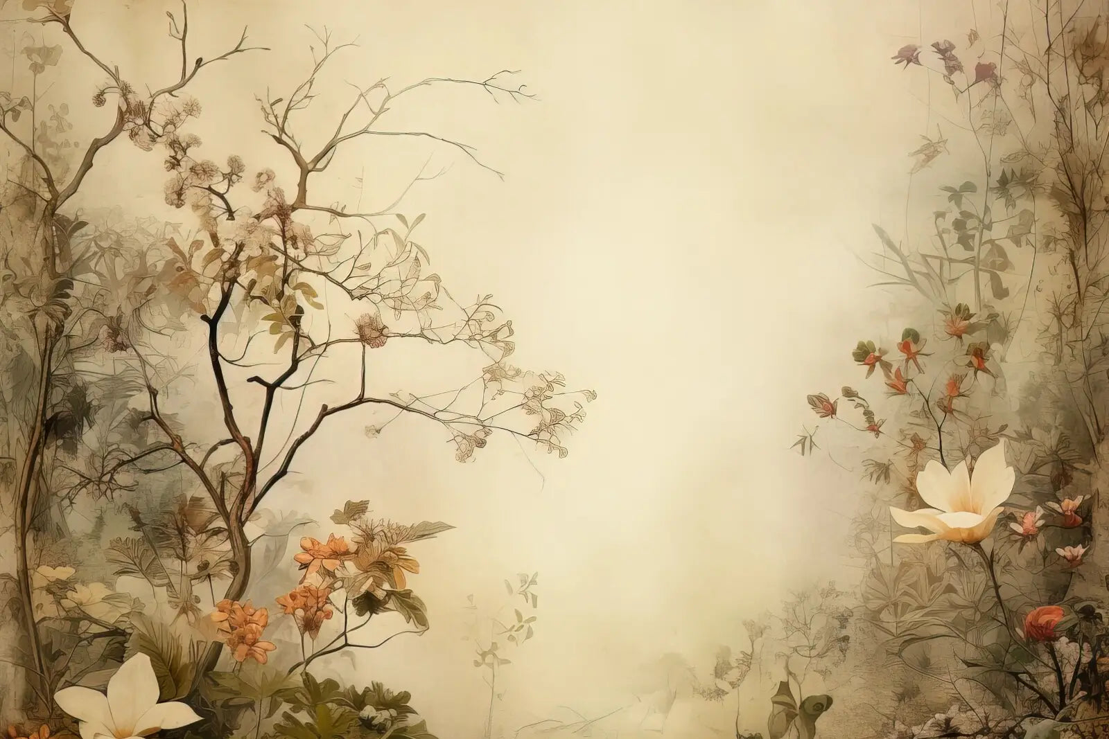 Beige Vintage Floral