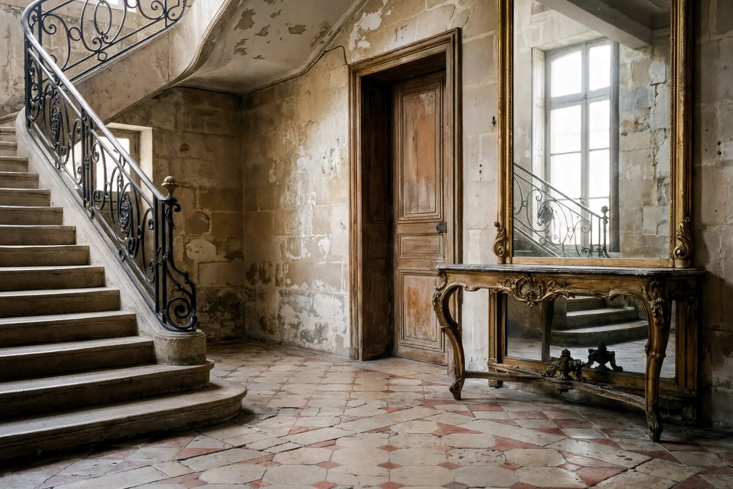 French Tiled Foyer