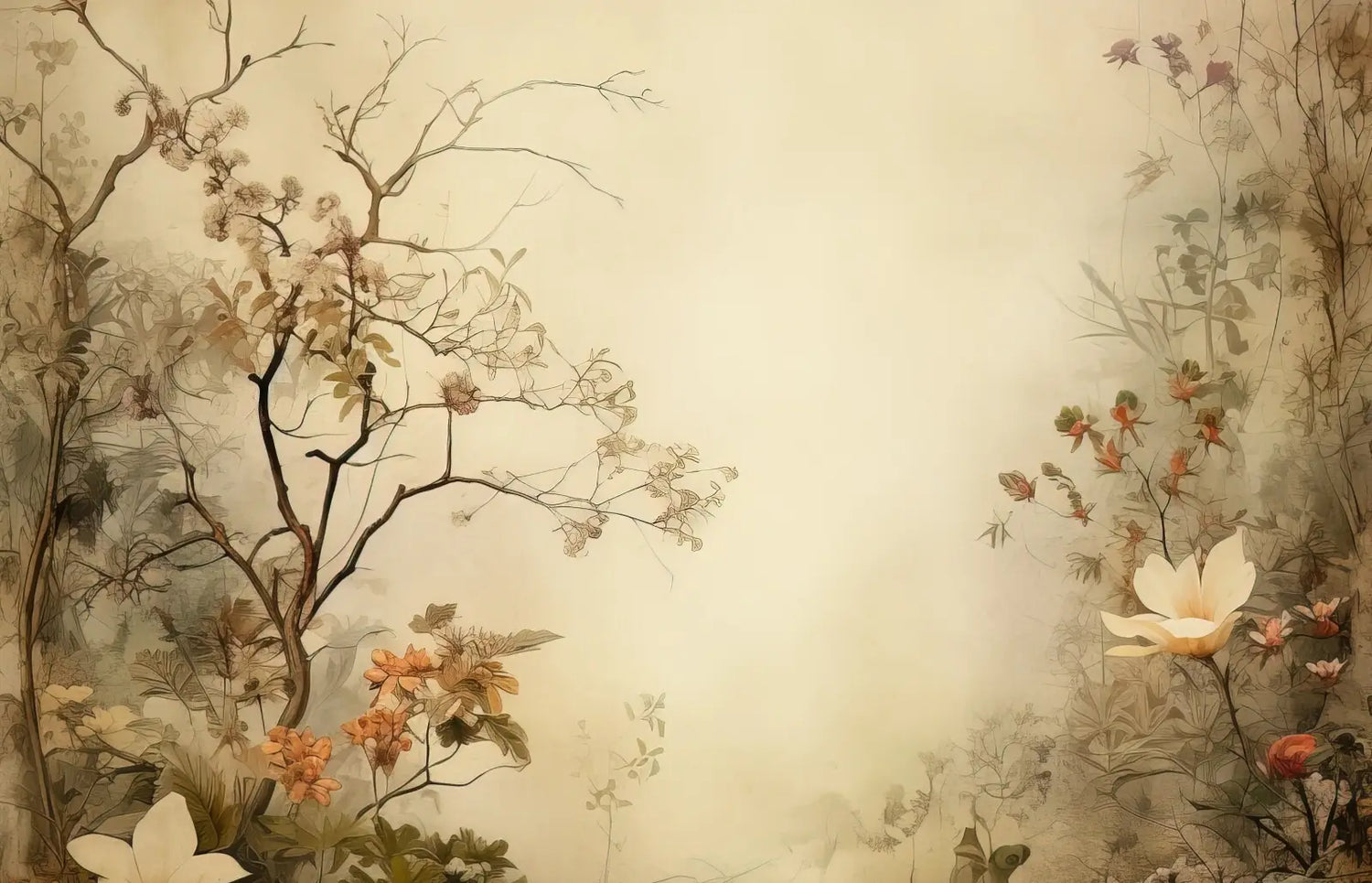 Beige Vintage Floral