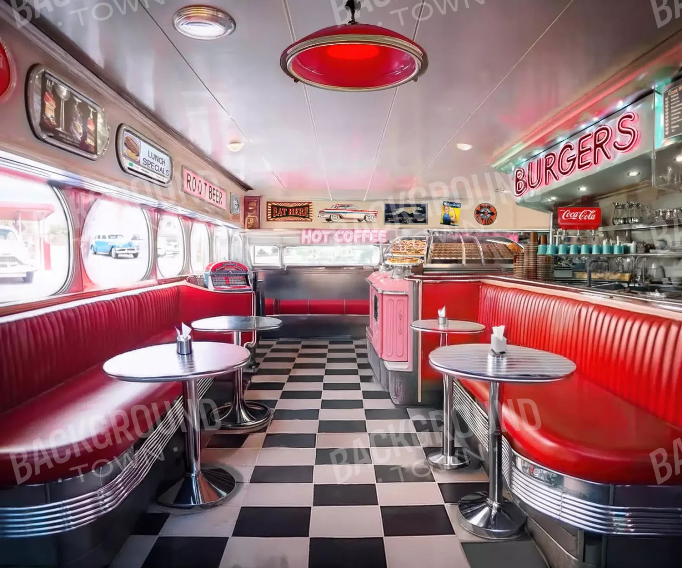 1950’S Retro Diner 12’X10’ Ultracloth (144 X 120 Inch) Backdrop