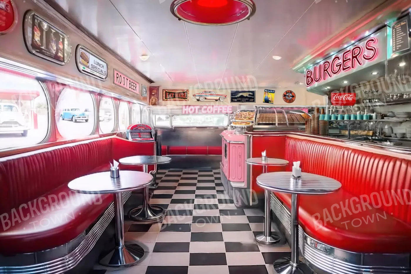 1950’S Retro Diner 12’X8’ Ultracloth (144 X 96 Inch) Backdrop