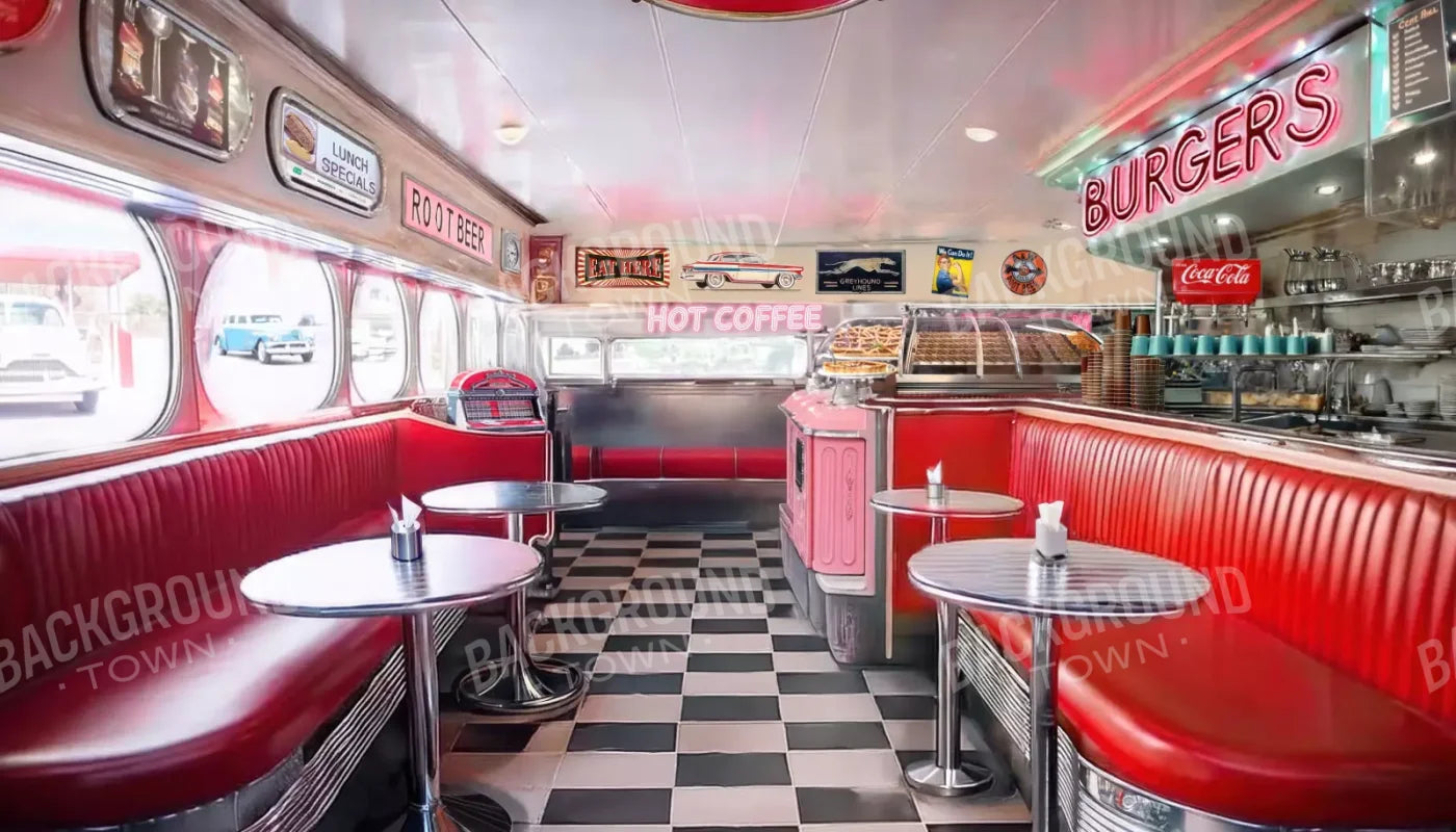 1950’S Retro Diner 14’X8’ Ultracloth (168 X 96 Inch) Backdrop