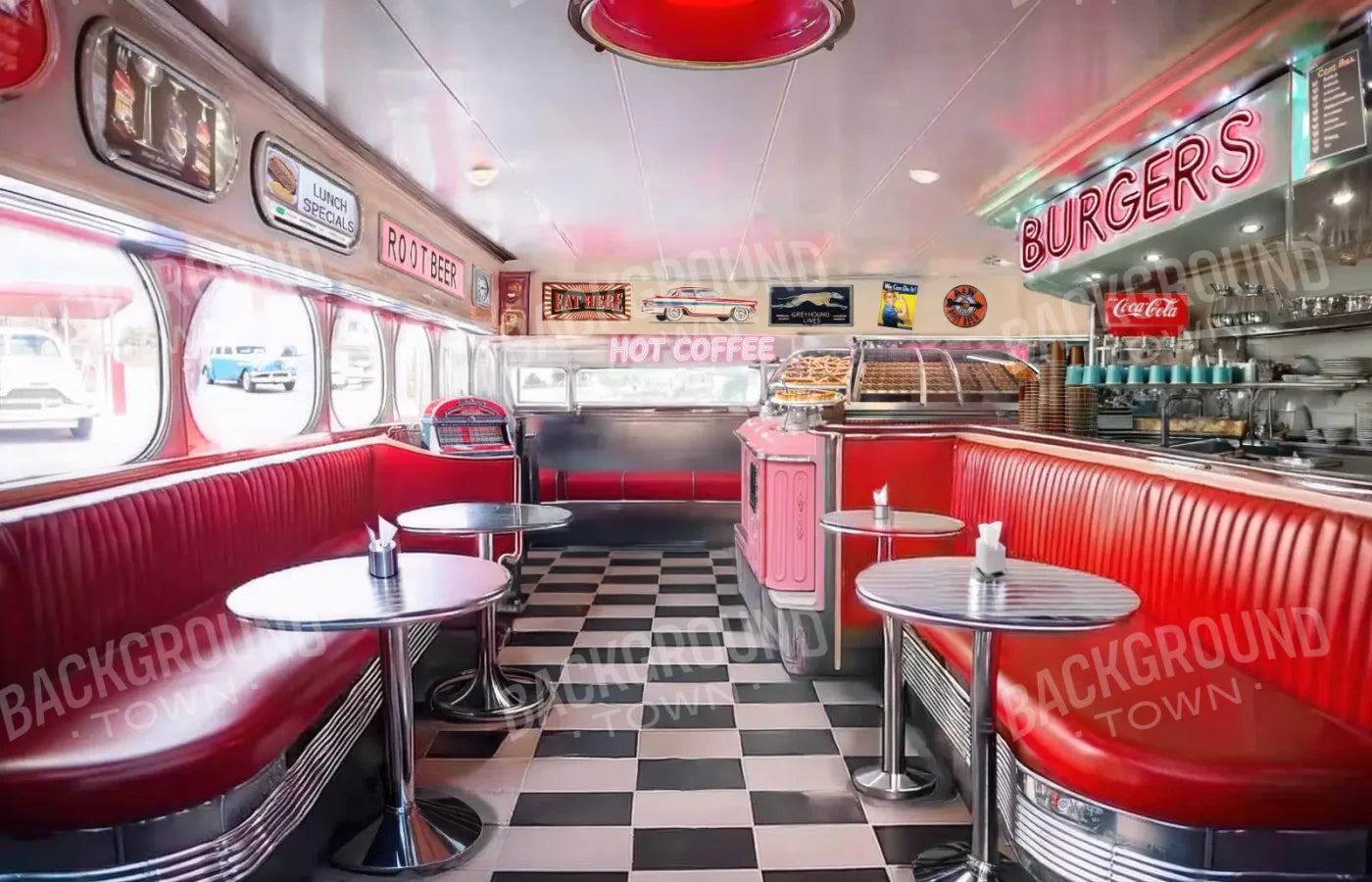 1950’S Retro Diner 14’X9’ Ultracloth (168 X 108 Inch) Backdrop