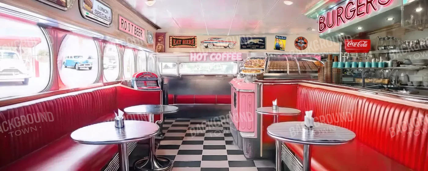 1950’S Retro Diner 20’X8’ Ultracloth (240 X 96 Inch) Backdrop