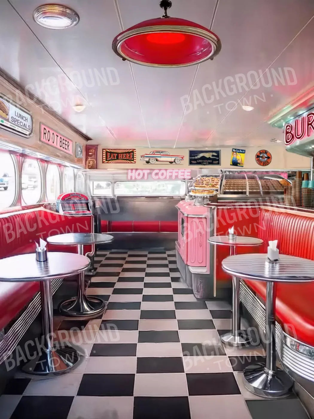 1950’S Retro Diner 5’X6’8 Fleece (60 X 80 Inch) Backdrop