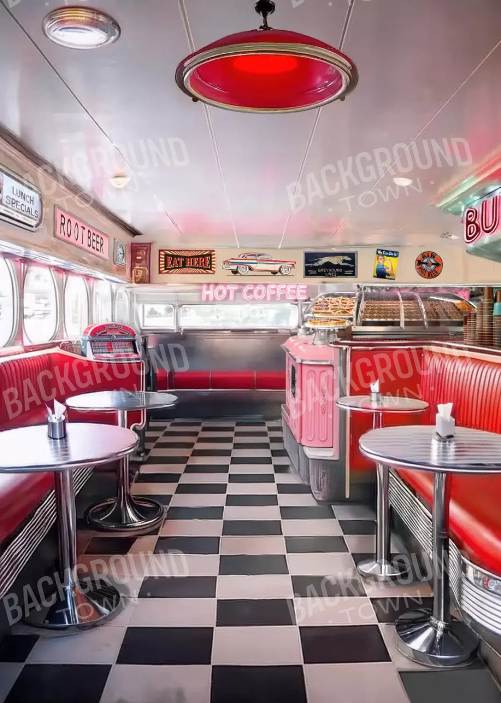 1950’S Retro Diner 5’X7’ Ultracloth (60 X 84 Inch) Backdrop