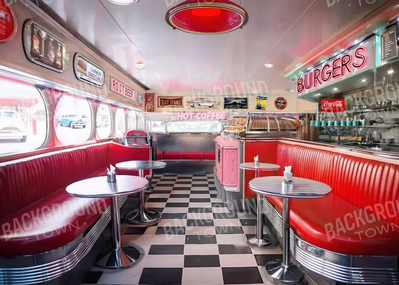 1950’S Retro Diner 7’X5’ Ultracloth (84 X 60 Inch) Backdrop