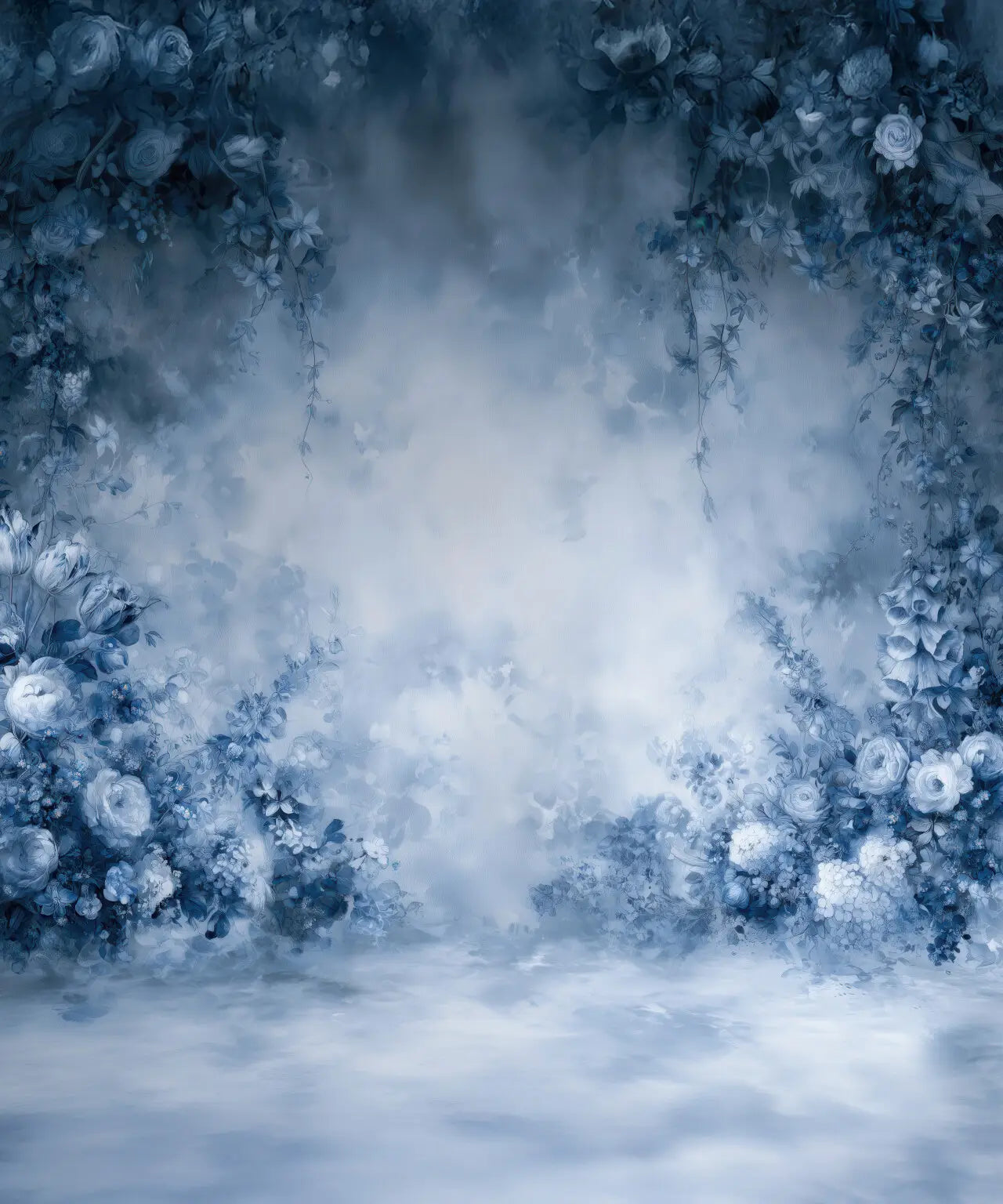 White Blue  Backdrop for Photography