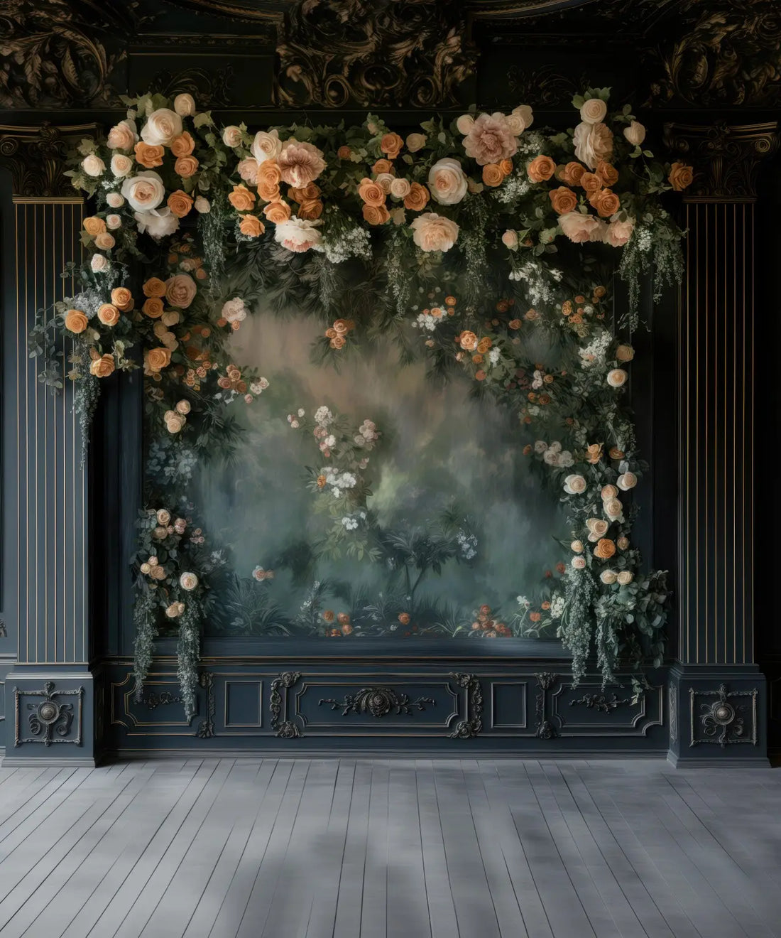 Green Peach White Backdrop for Photography