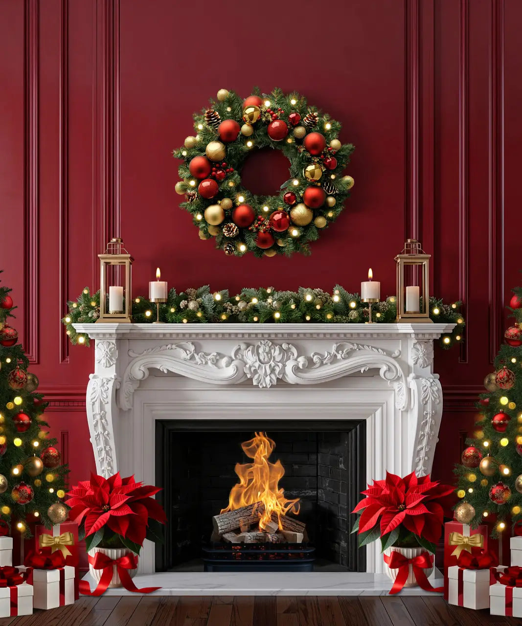 Red Christmas  Backdrop for Photography