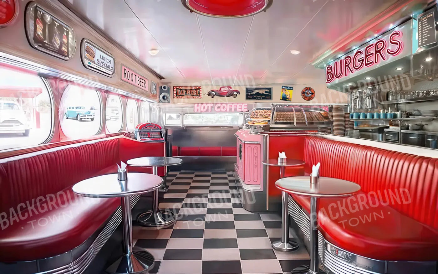 50s Diner 8’x5’ UltraCloth (96 x 60 inch) Backdrop