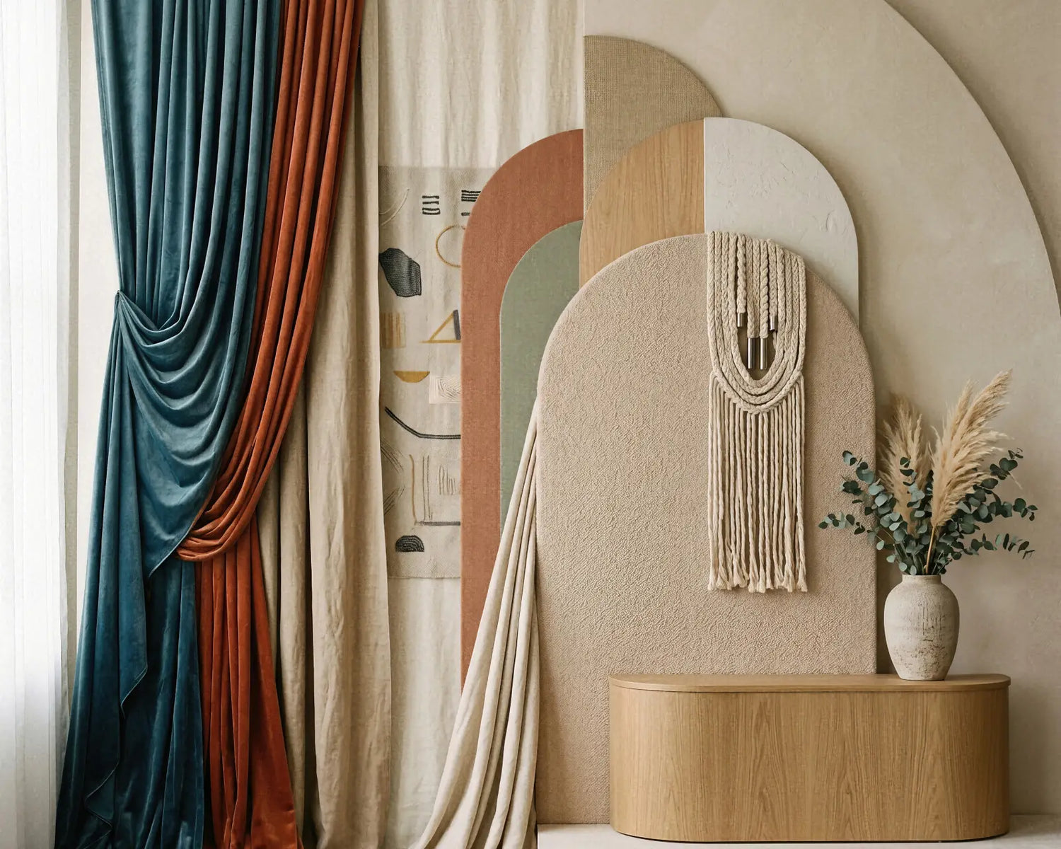 Laura Dark Modern Curtain Draping 3