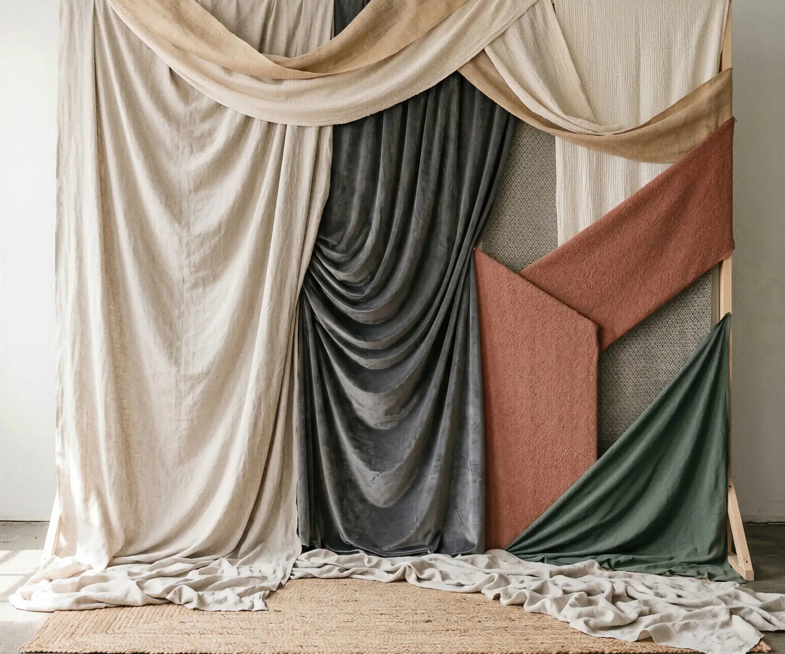Beige Brown White Orange Green  Backdrop for Photography