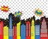 Red Yellow Blue White Black  Backdrop for Photography