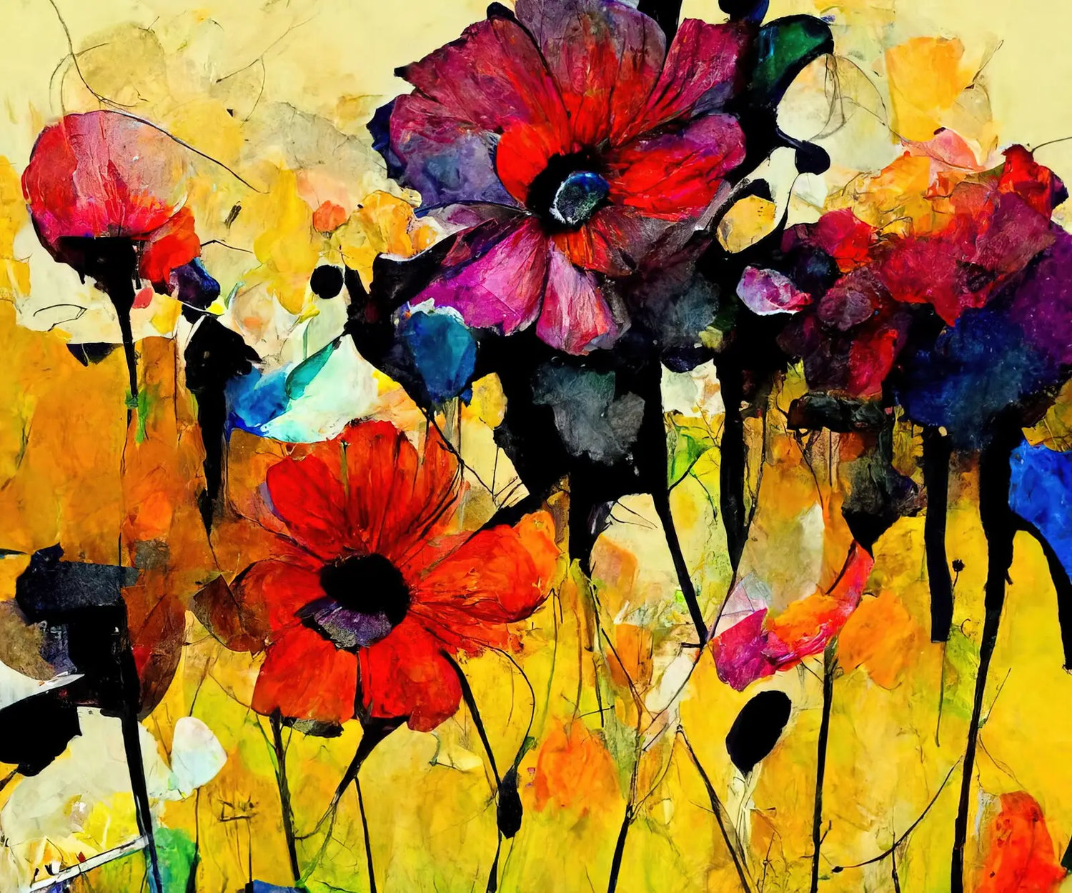 Yellow Red Blue Black  Backdrop for Photography