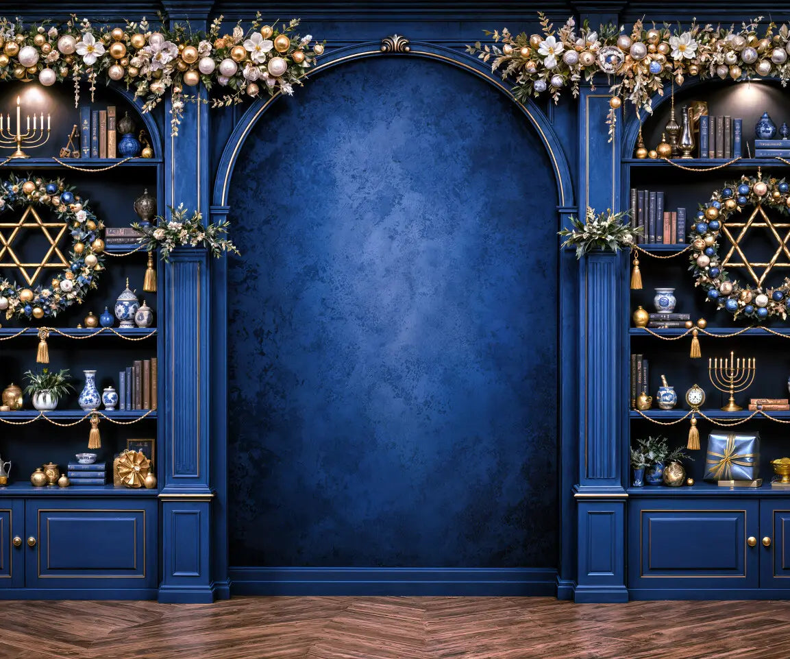 Blue Hanukkah Backdrop for Photography