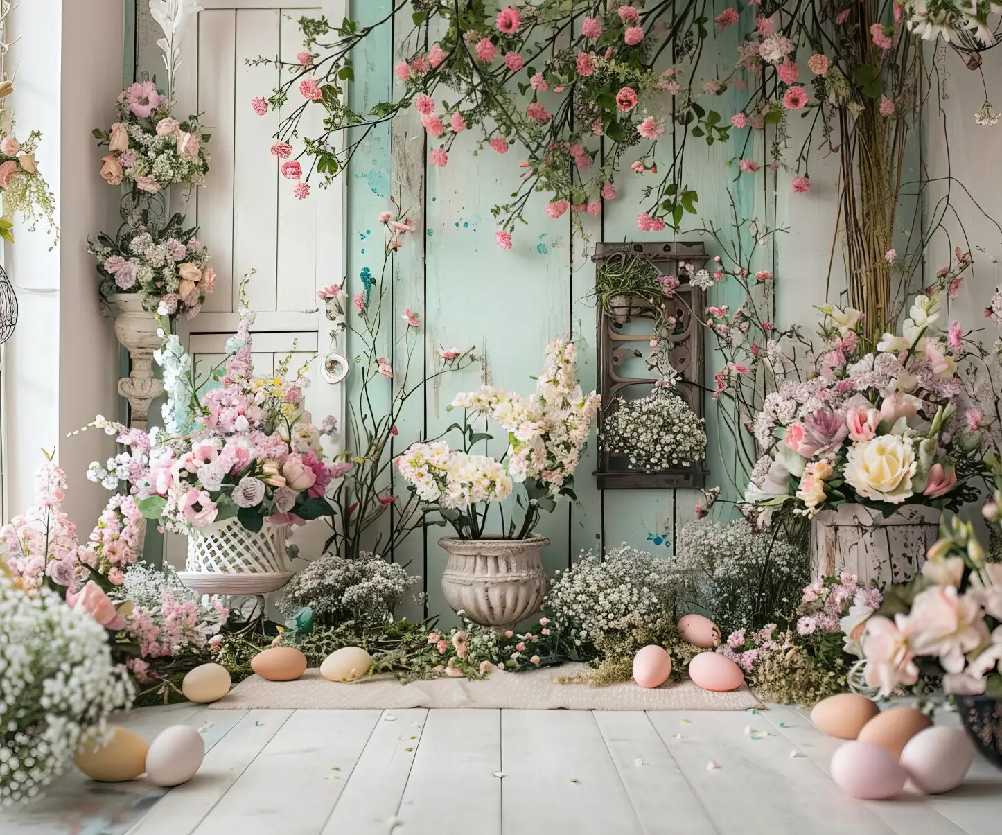 Green Pink Gray  Backdrop for Photography