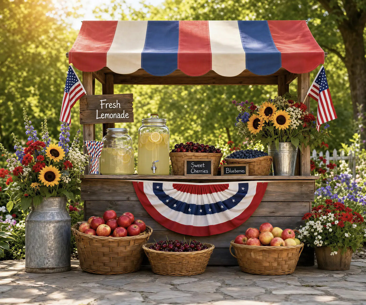 Red White Blue Brown Green  Backdrop for Photography