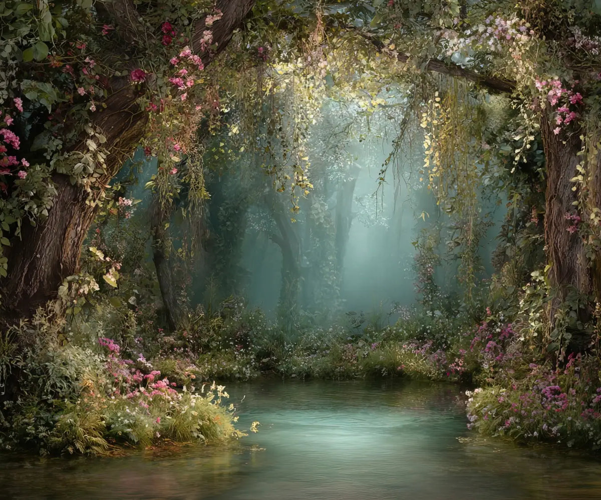 Green Brown Pink  Backdrop for Photography