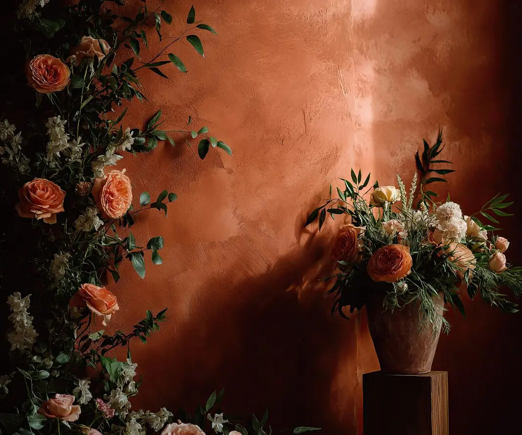 Green Orange Peach Brown  Backdrop for Photography