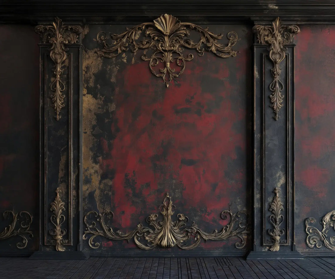 Red Black Gold Backdrop for Photography