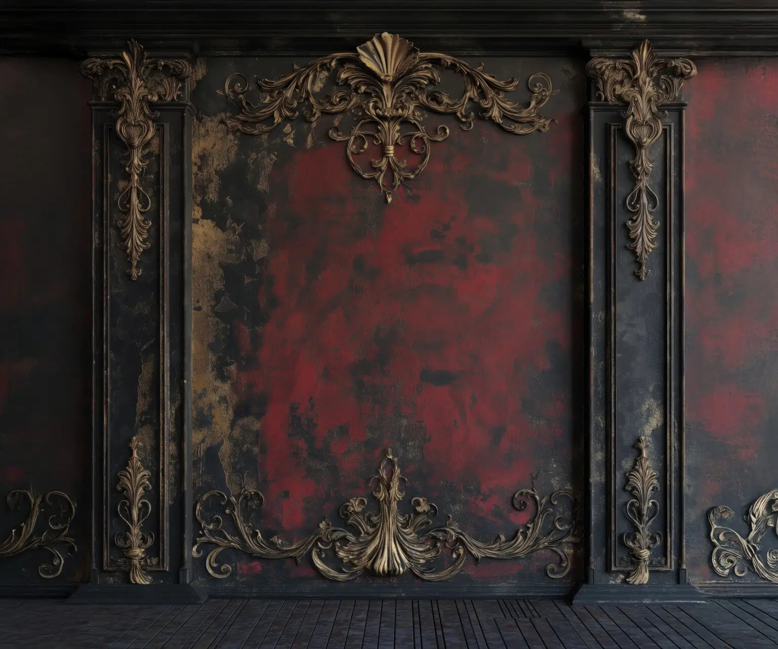 Red Black Gold  Backdrop for Photography