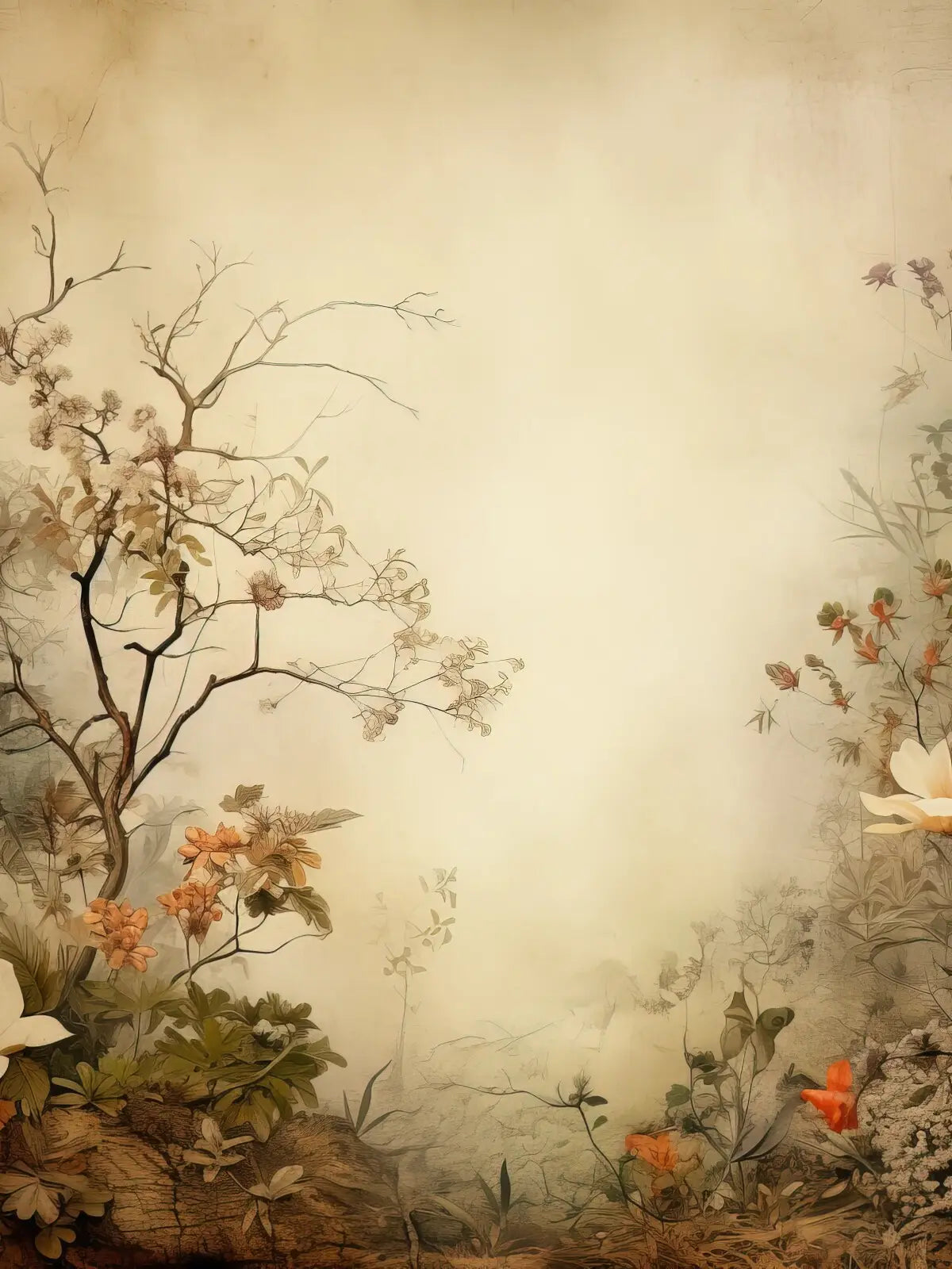 Beige Vintage Floral
