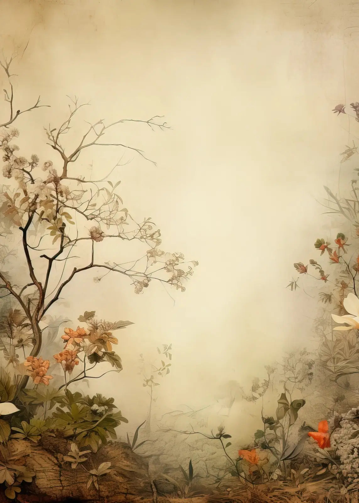 Beige Vintage Floral