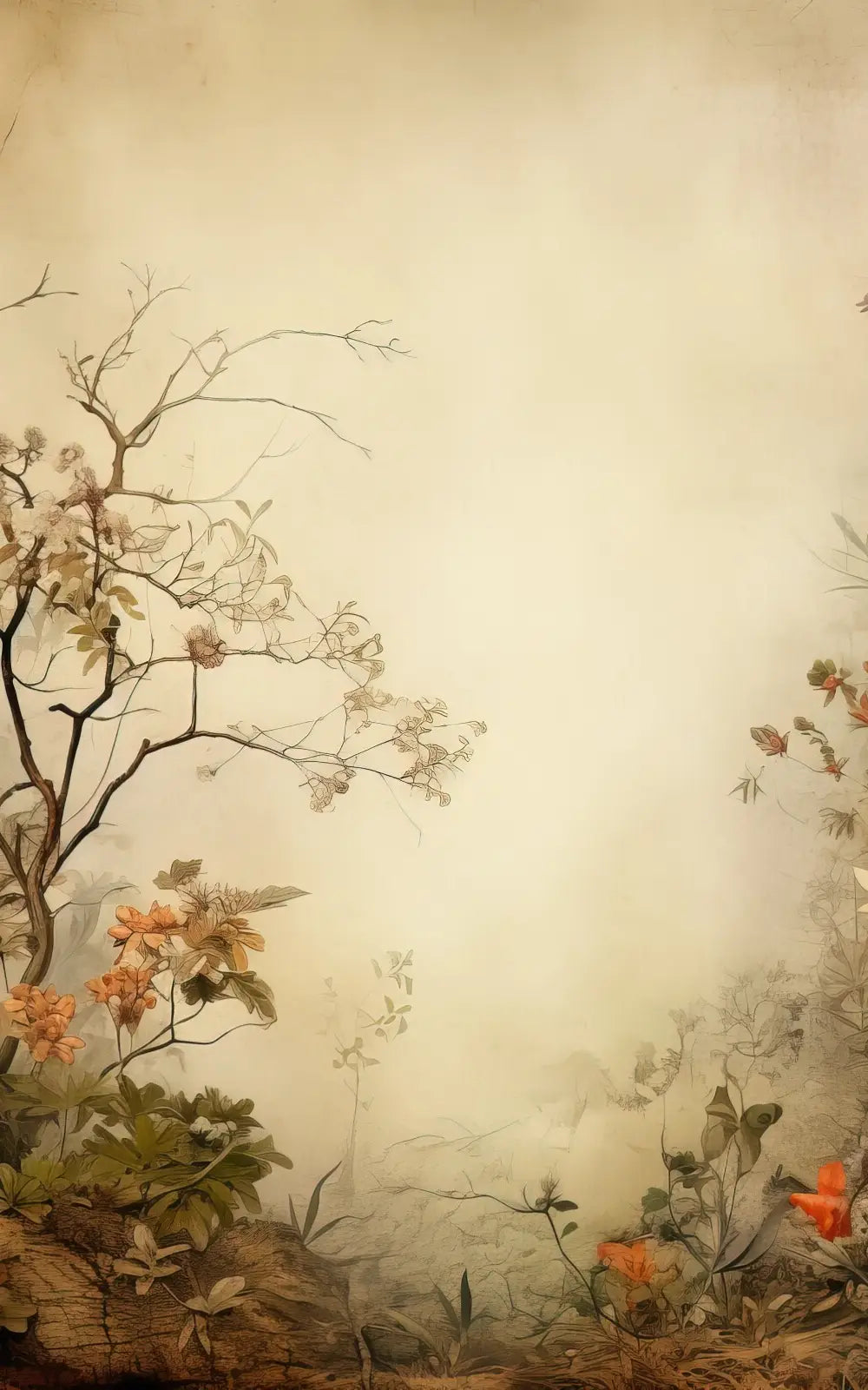 Beige Vintage Floral