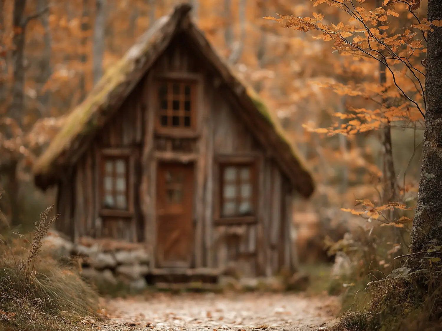 Cottage In Autumn Woods