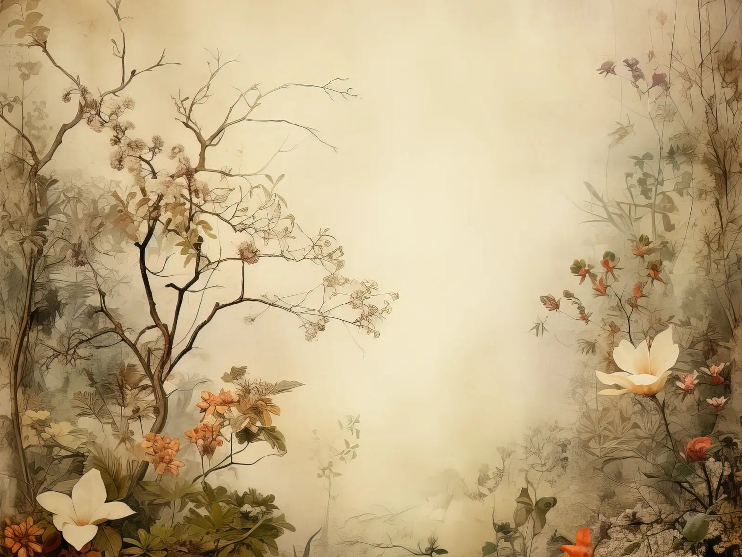 Beige Vintage Floral