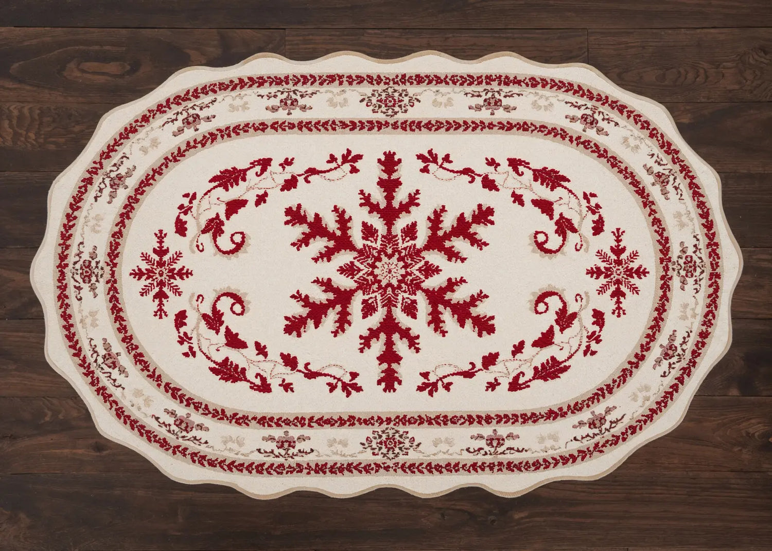 Red Snowflake Rug