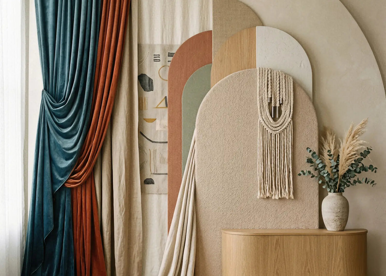 Laura Dark Modern Curtain Draping 3
