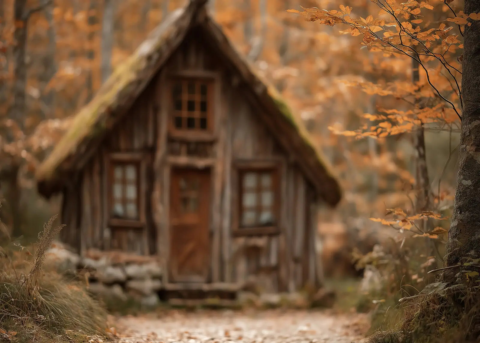 Cottage In Autumn Woods