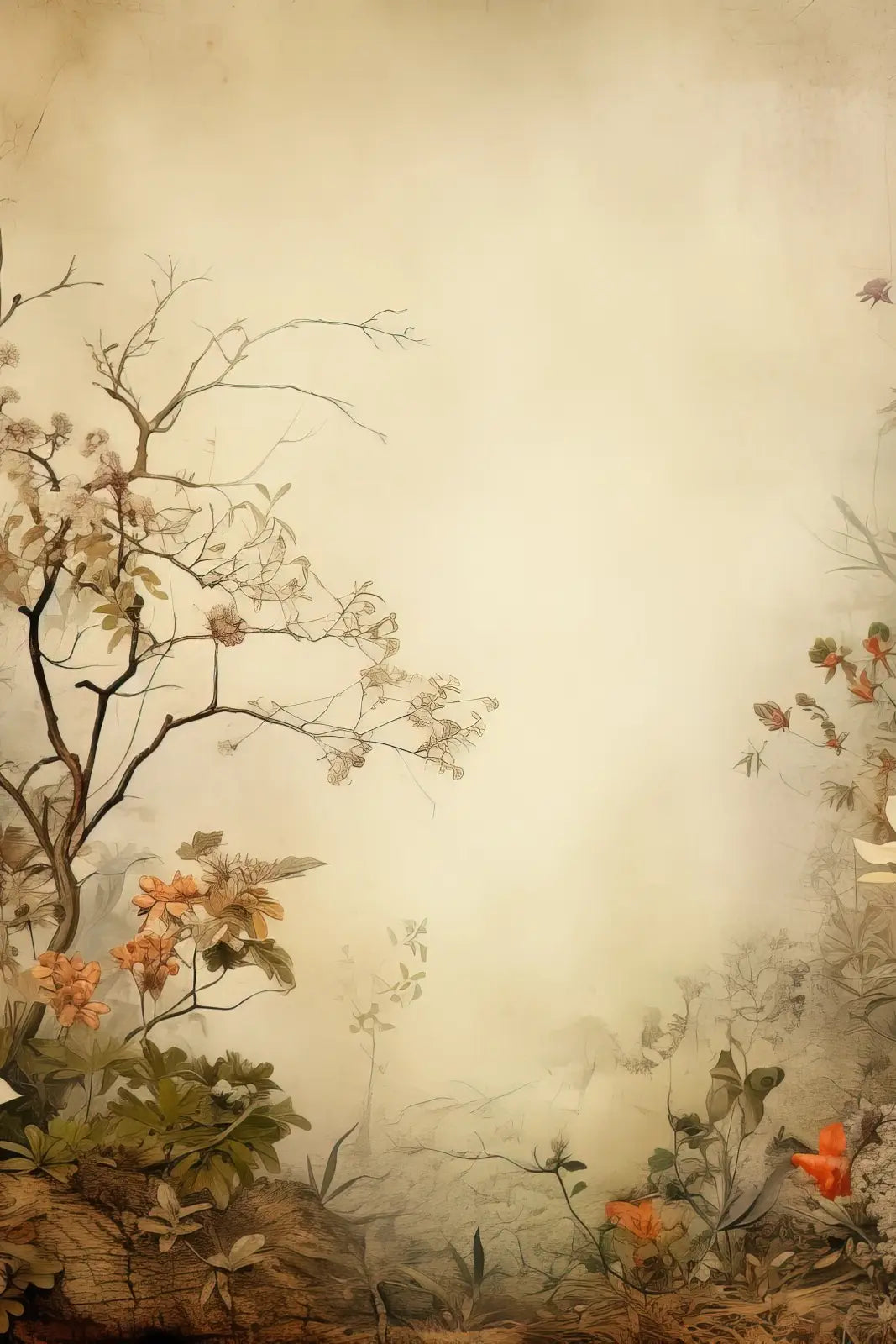 Beige Vintage Floral