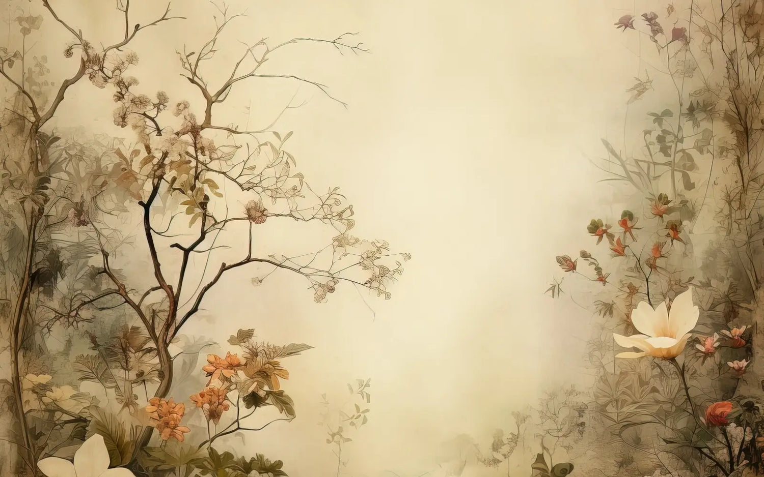 Beige Vintage Floral
