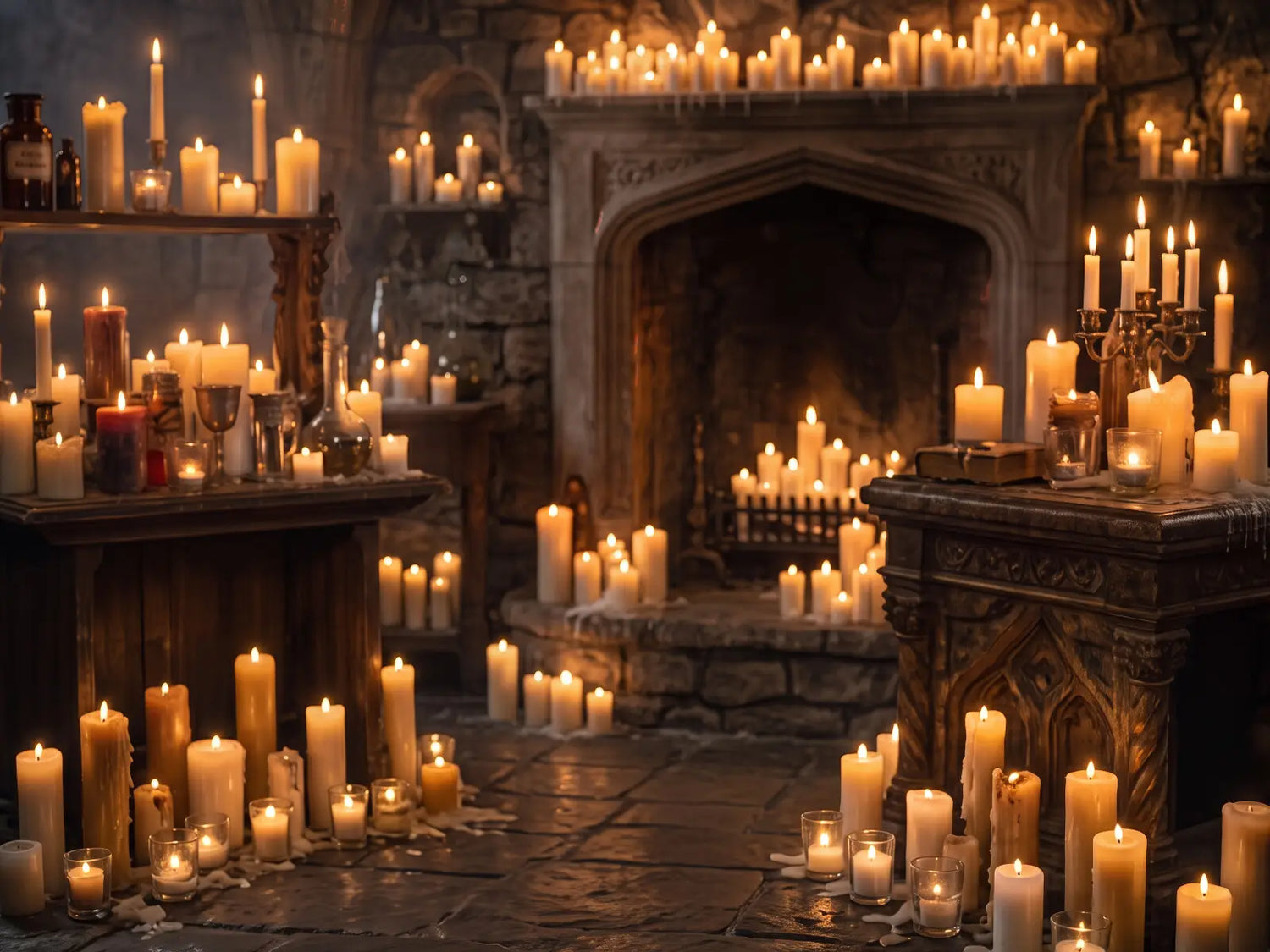Laura Dark Candle Lit Room