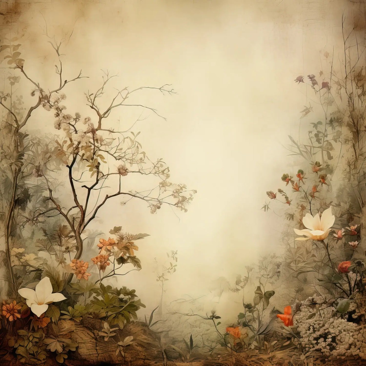Beige Vintage Floral