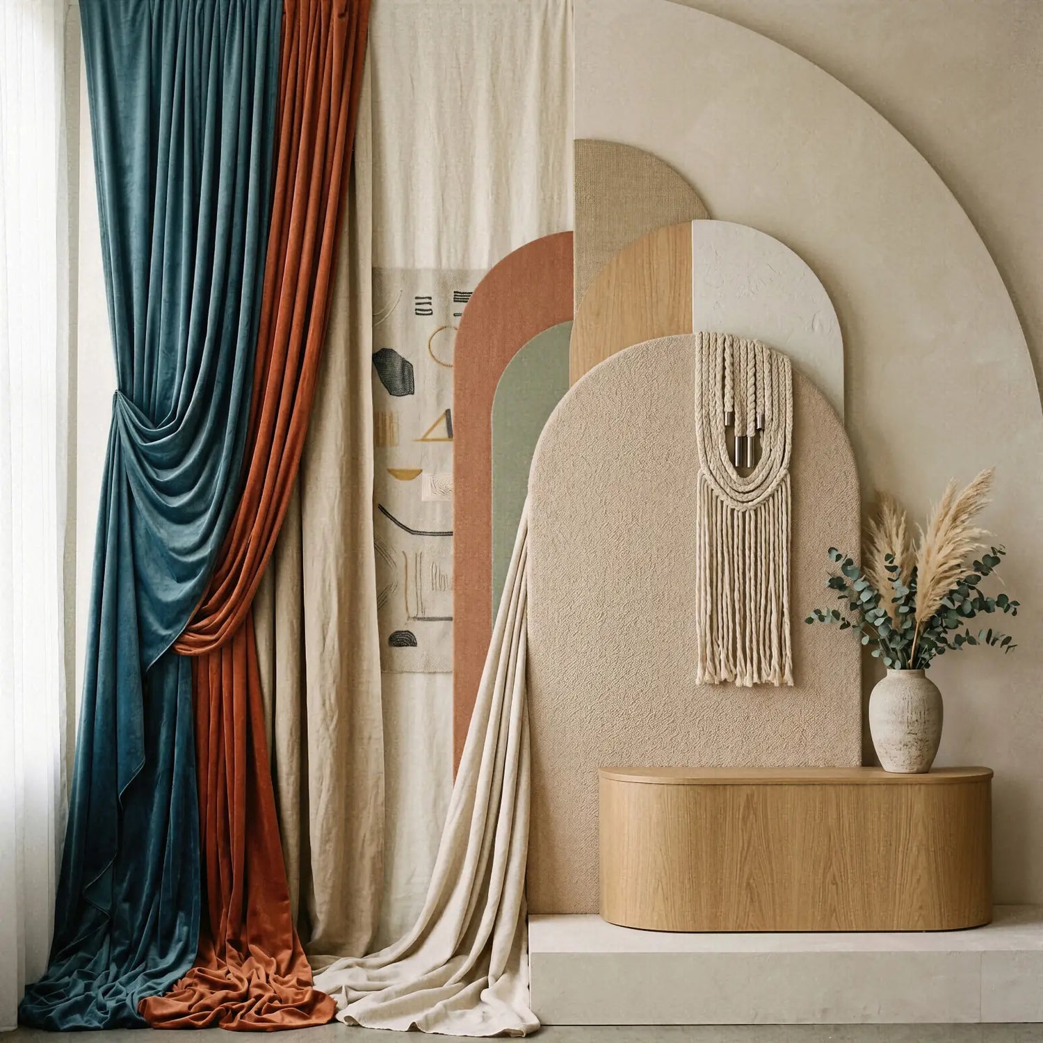 Laura Dark Modern Curtain Draping 3